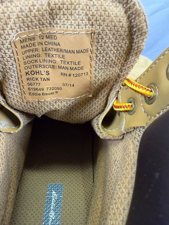 Eddie Bauer Rick Tan Suede Hiking Work Boots Men’s Size 12 New In Box Waterproof main image 5